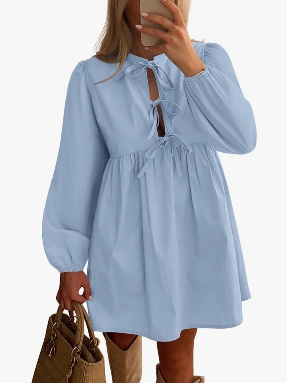 BTFBM Light Blue Women's Button-Down Shirt Dress